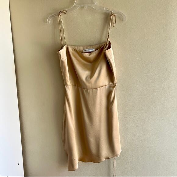 Amanda Uprichard Chiara Dress in Earth 100% Silk Asymmetrical Mini Dress Size M - Picture 3 of 10